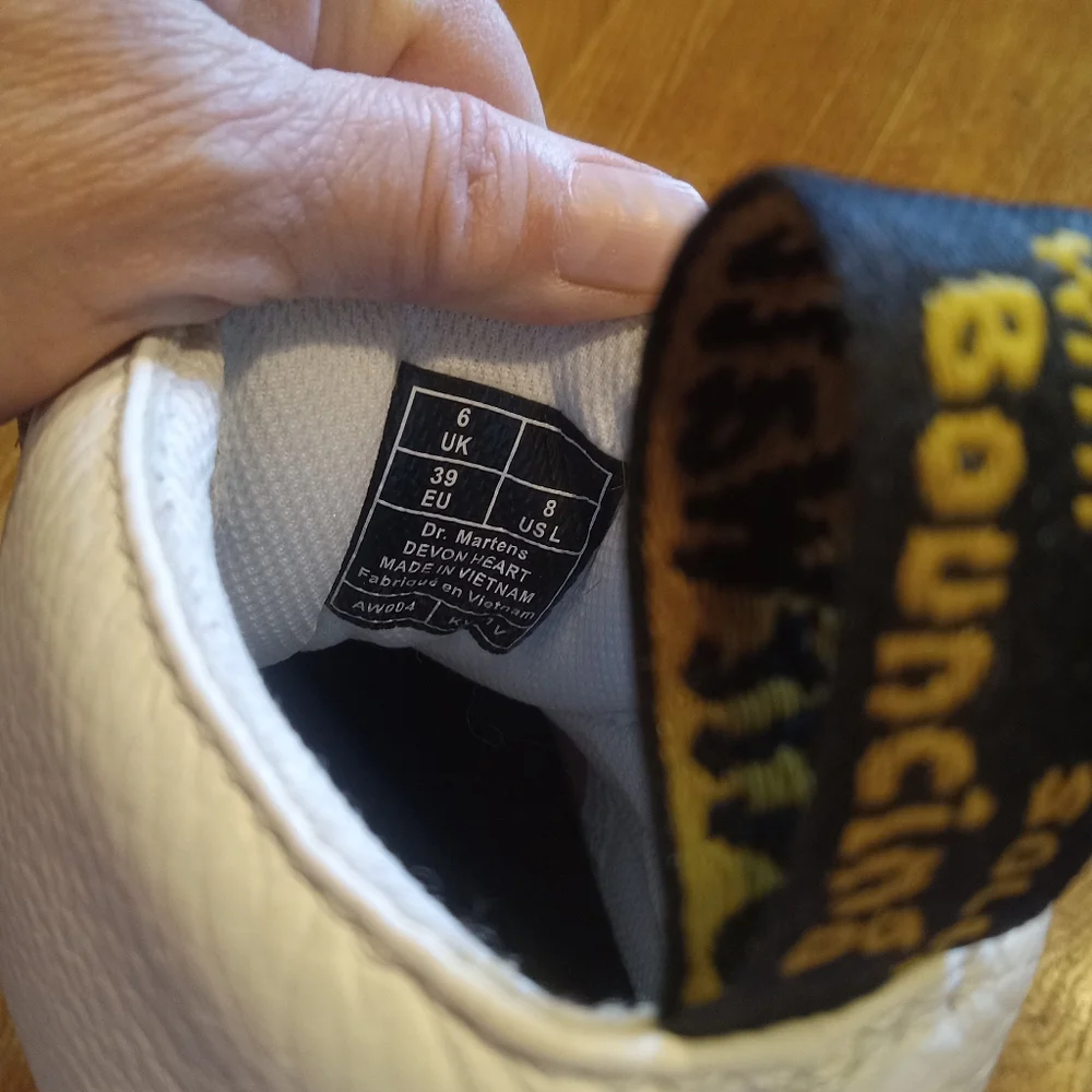 Dr. Martens White Heart Buckle Ankle Boots
